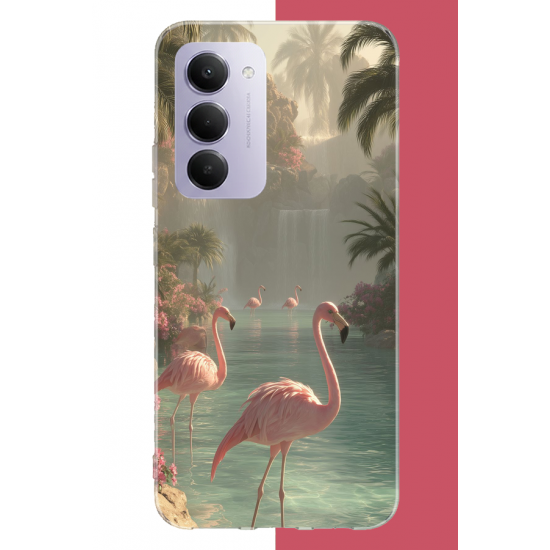Redmi 15 4G Uyumlu akarsudaki flamingo UV Baskılı Silikon Kılıf