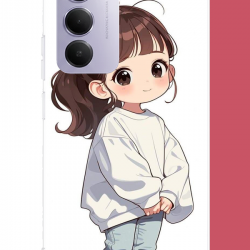 Redmi 15 4G Uyumlu kawaii beyaz sweatshirt kız UV Baskılı Silikon Kılıf