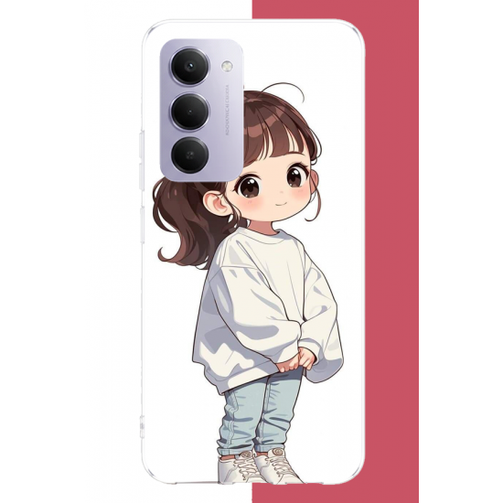 Redmi 15 4G Uyumlu kawaii beyaz sweatshirt kız UV Baskılı Silikon Kılıf