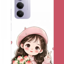 Redmi 15 4G Uyumlu kawaii buket tutan kız UV Baskılı Silikon Kılıf