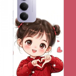 Redmi 15 4G Uyumlu kawaii kalpli kız UV Baskılı Silikon Kılıf
