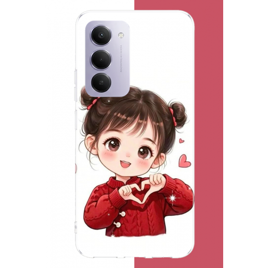 Redmi 15 4G Uyumlu kawaii kalpli kız UV Baskılı Silikon Kılıf