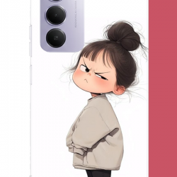 Redmi 15 4G Uyumlu kawaii sinirli kız UV Baskılı Silikon Kılıf