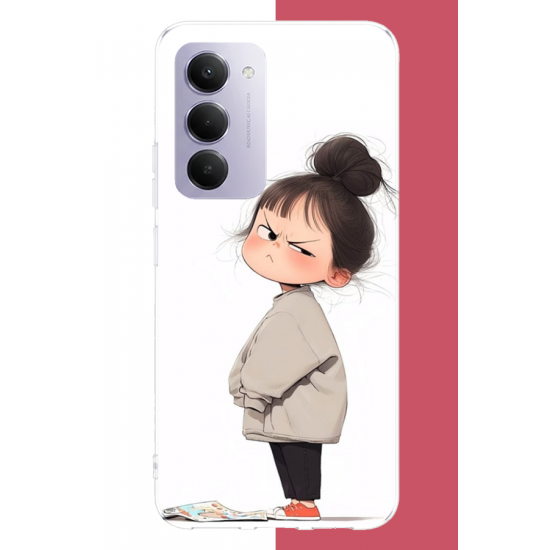 Redmi 15 4G Uyumlu kawaii sinirli kız UV Baskılı Silikon Kılıf