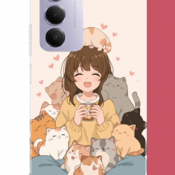 Redmi 15 4G Uyumlu kawaii yavru kediler UV Baskılı Silikon Kılıf