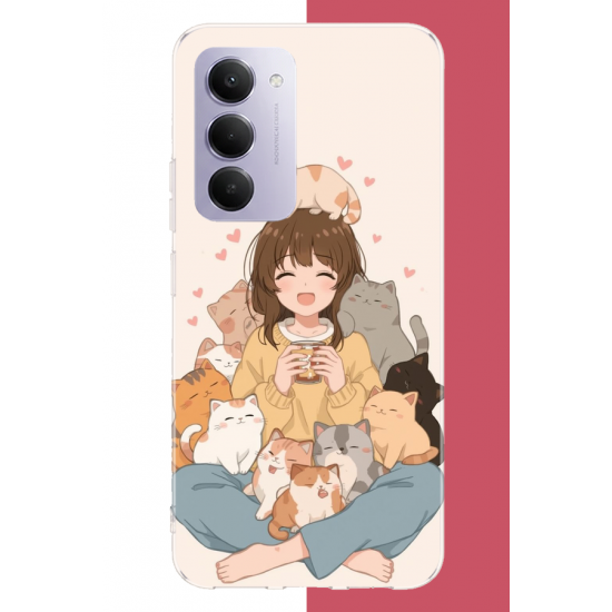 Redmi 15 4G Uyumlu kawaii yavru kediler UV Baskılı Silikon Kılıf