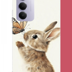 Redmi 15 4G Uyumlu kelebekli tavşan UV Baskılı Silikon Kılıf