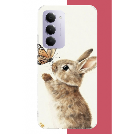 Redmi 15 4G Uyumlu kelebekli tavşan UV Baskılı Silikon Kılıf
