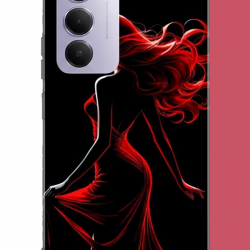 Redmi 15 4G Uyumlu kırmızı elbiseli kadın UV Baskılı Silikon Kılıf
