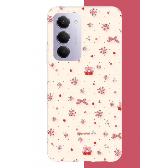 Redmi 15 4G Uyumlu kırmızı kalpli pattern UV Baskılı Silikon Kılıf