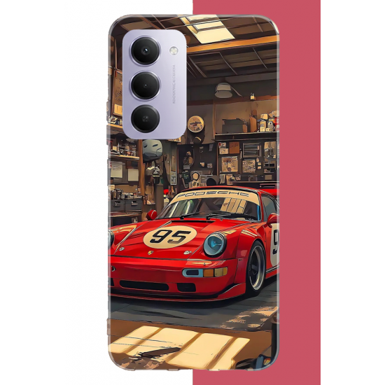 Redmi 15 4G Uyumlu kırmızı porsche UV Baskılı Silikon Kılıf