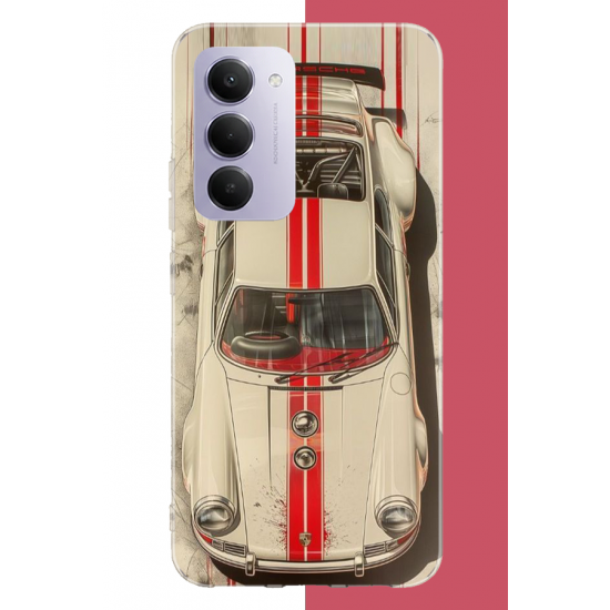 Redmi 15 4G Uyumlu kırmızı çizgili porsche UV Baskılı Silikon Kılıf