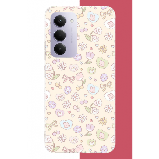 Redmi 15 4G Uyumlu lale fiyonklu pattern UV Baskılı Silikon Kılıf