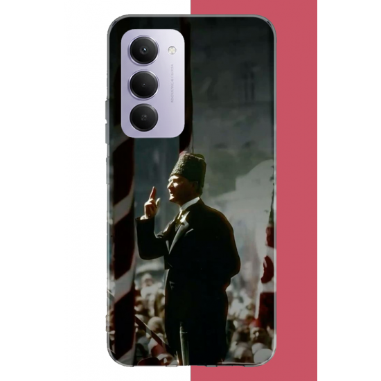 Redmi 15 4G Uyumlu halka seslenen atatürk UV Baskılı Silikon Kılıf