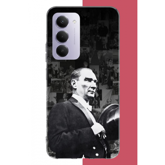 Redmi 15 4G Uyumlu şapka ile selamlayan atatürk UV Baskılı Silikon Kılıf