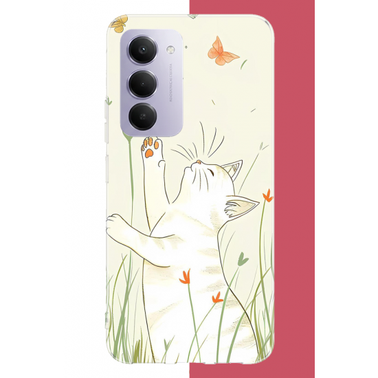 Redmi 15 4G Uyumlu mutlu kedi UV Baskılı Silikon Kılıf