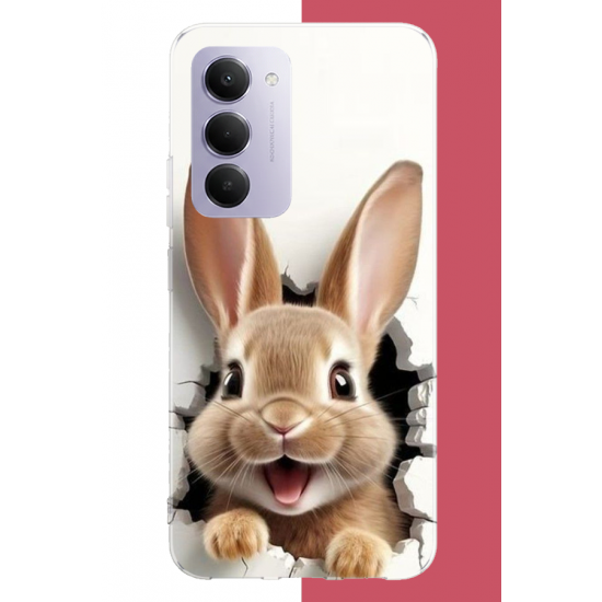 Redmi 15 4G Uyumlu mutlu tavşan UV Baskılı Silikon Kılıf