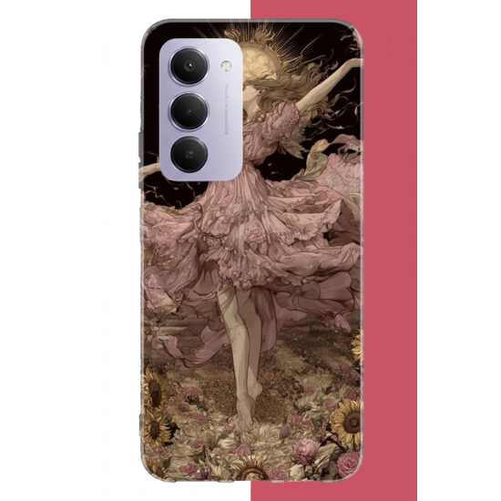 Redmi 15 4G Uyumlu pembe elbiseli kadın UV Baskılı Silikon Kılıf