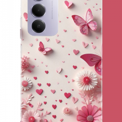 Redmi 15 4G Uyumlu pembe kelebek UV Baskılı Silikon Kılıf