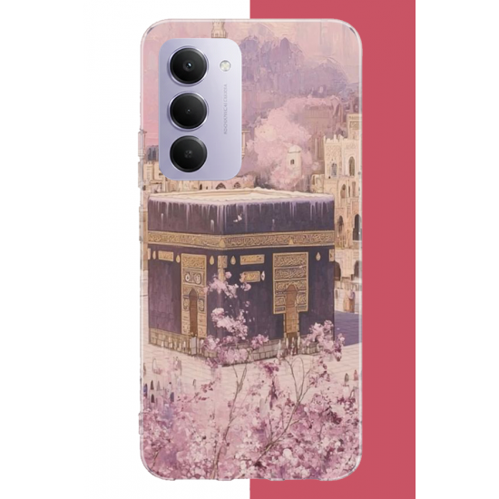 Redmi 15 4G Uyumlu pembe çiçekli kabe UV Baskılı Silikon Kılıf