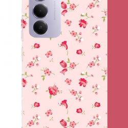Redmi 15 4G Uyumlu pembe çiçekli pattern UV Baskılı Silikon Kılıf