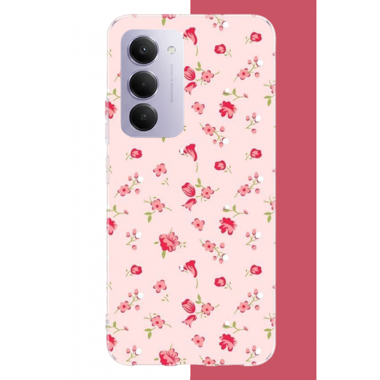 Redmi 15 4G Uyumlu pembe çiçekli pattern UV Baskılı Silikon Kılıf