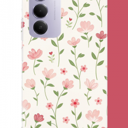 Redmi 15 4G Uyumlu pembe çiçekli pattern1 UV Baskılı Silikon Kılıf
