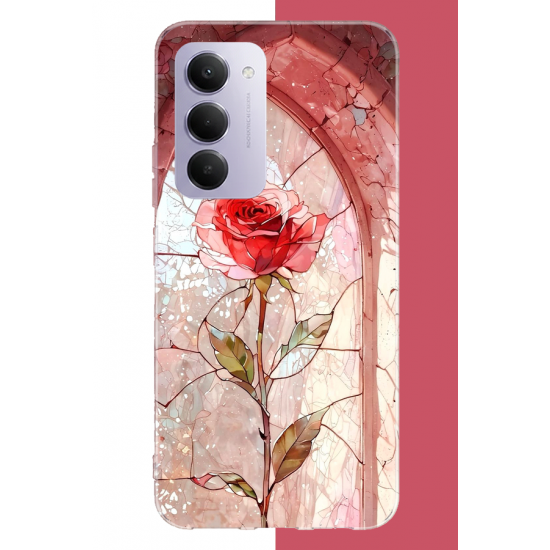 Redmi 15 4G Uyumlu pencereki gül UV Baskılı Silikon Kılıf