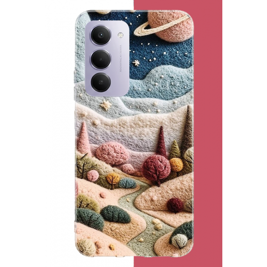 Redmi 15 4G Uyumlu plato ve uzay UV Baskılı Silikon Kılıf