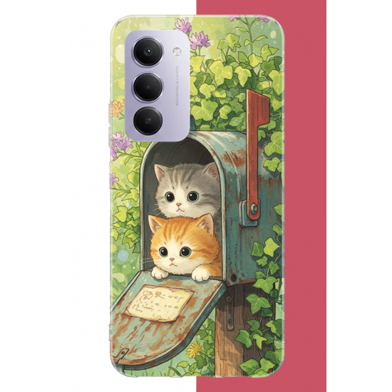 Redmi 15 4G Uyumlu posta kutusundaki kedi UV Baskılı Silikon Kılıf