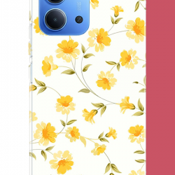 Redmi 15C Uyumlu sarı çiçek pattern UV Baskılı Silikon Kılıf