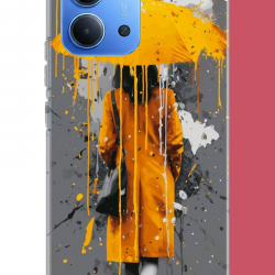 Redmi 15C Uyumlu sarı şemsiyeli kadın UV Baskılı Silikon Kılıf