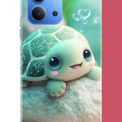 Redmi 15C Uyumlu sevimli kaplumbağa UV Baskılı Silikon Kılıf