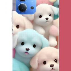 Redmi 15C Uyumlu sevimli renkli köpek UV Baskılı Silikon Kılıf