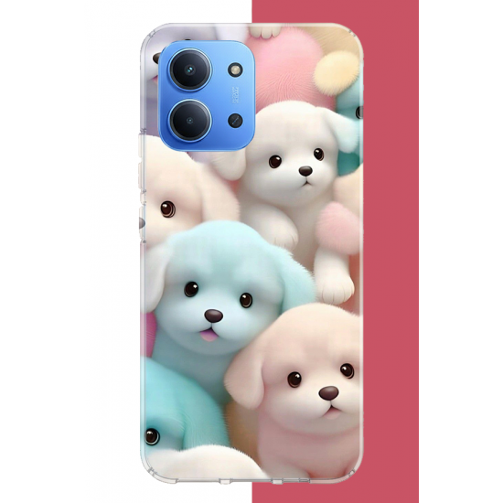 Redmi 15C Uyumlu sevimli renkli köpek UV Baskılı Silikon Kılıf