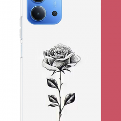 Redmi 15C Uyumlu siyah gül UV Baskılı Silikon Kılıf