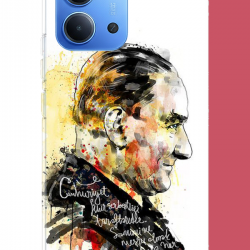 Redmi 15C Uyumlu sulu boya atatürk UV Baskılı Silikon Kılıf