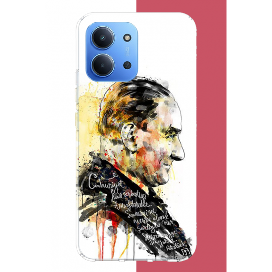 Redmi 15C Uyumlu sulu boya atatürk UV Baskılı Silikon Kılıf