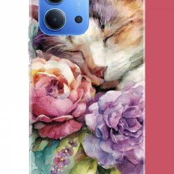 Redmi 15C Uyumlu sulu boya kedi UV Baskılı Silikon Kılıf