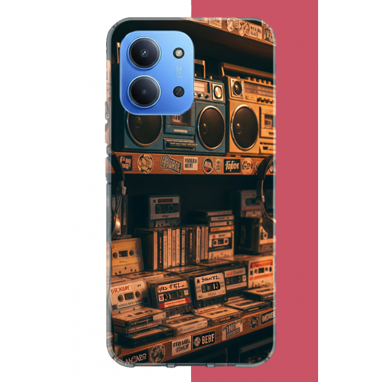Redmi 15C Uyumlu 90'lar kaset UV Baskılı Silikon Kılıf