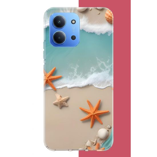 Redmi 15C Uyumlu turuncu deniz yıldızı UV Baskılı Silikon Kılıf