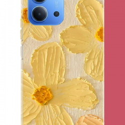 Redmi 15C Uyumlu tuvaldeki sarı çiçek UV Baskılı Silikon Kılıf