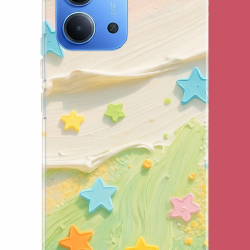 Redmi 15C Uyumlu tuvalde renkli yıldız UV Baskılı Silikon Kılıf