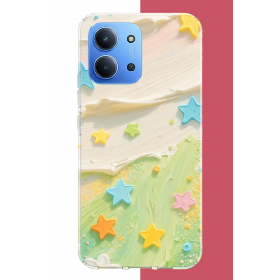 Redmi 15C Uyumlu tuvalde renkli yıldız UV Baskılı Silikon Kılıf