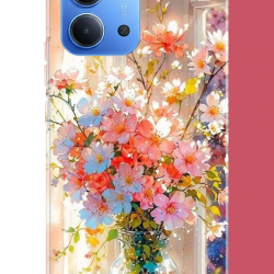 Redmi 15C Uyumlu vazodaki çiçek UV Baskılı Silikon Kılıf