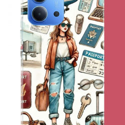 Redmi 15C Uyumlu vintage-travel UV Baskılı Silikon Kılıf