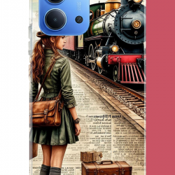 Redmi 15C Uyumlu vintage tren UV Baskılı Silikon Kılıf