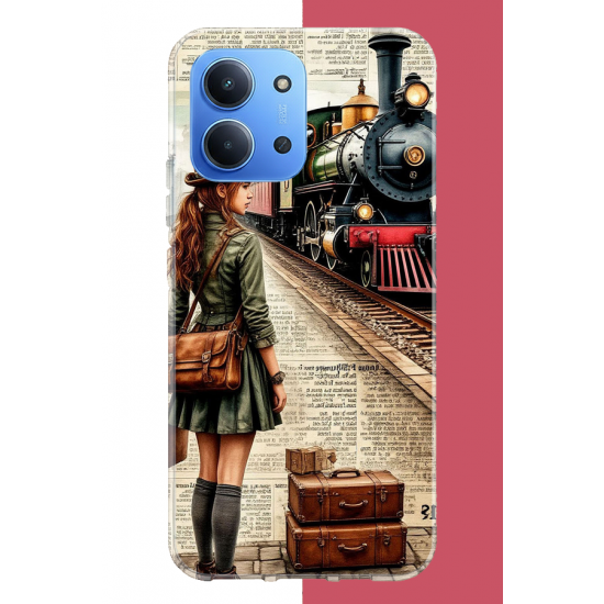 Redmi 15C Uyumlu vintage tren UV Baskılı Silikon Kılıf