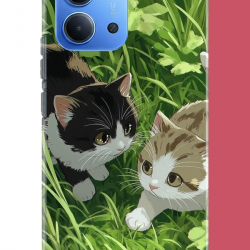 Redmi 15C Uyumlu yavru kediler UV Baskılı Silikon Kılıf