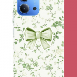 Redmi 15C Uyumlu yeşil fiyonk pattern UV Baskılı Silikon Kılıf